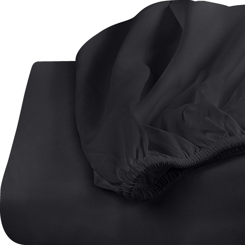 Utopia Bedding - 2er Set Spannbettlaken 90x200cm - Schwarz -