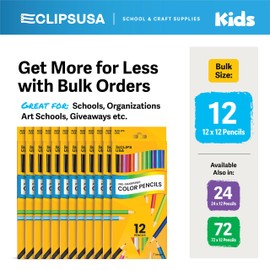 E-CLIPS USA Colored Pencils, Colored Pencils Bulk, Colored Pencils For Kids Or Adults, Map Pencils, Coloring Pencils, 12 Colored Pencils Per Box, Box May Vary (12 Boxes)