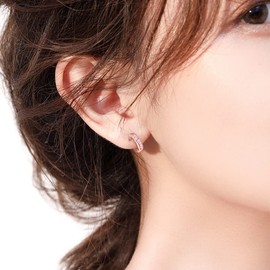 YUIITU Women's Earrings, Popular, Finest Zirconia, Hoop Earrings, Hypoallergenic, Twist Two-Tone Earrings, 925 Silver, 18K Gold, Pink Gold Plated, Stylish, Adult Earrings, Work, Everyday, Women's