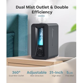 BREEZOME 6L Humidifiers for Bedroom, Cool Mist Top Fill Humidifier with Aroma Diffuser, Humidistat, Night Light, 50H Runtime, Quiet Ultrasonic Humidifiers for Home Large Room, Baby Nursery, Plants