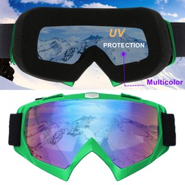 LJDJ Ski Goggles, Pack of 2 - Snowboard Adjustable UV 400 Protective Motorcycle Goggles Outdoor Sports Tactical Glasses (Green + Yellow)
