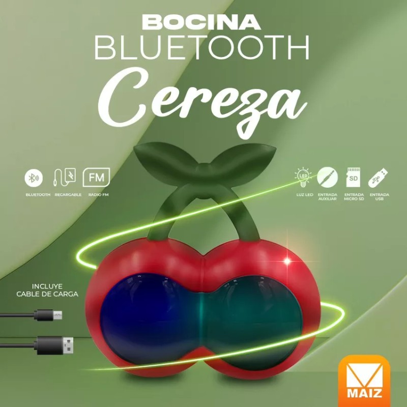 Maíz 3pzs Bocina Fm Recargable Usb Bluetooth Luz Led Portatil