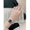 Luxury Dress Women's Leather Watch Square Dial Diamond Lady's Waterproof