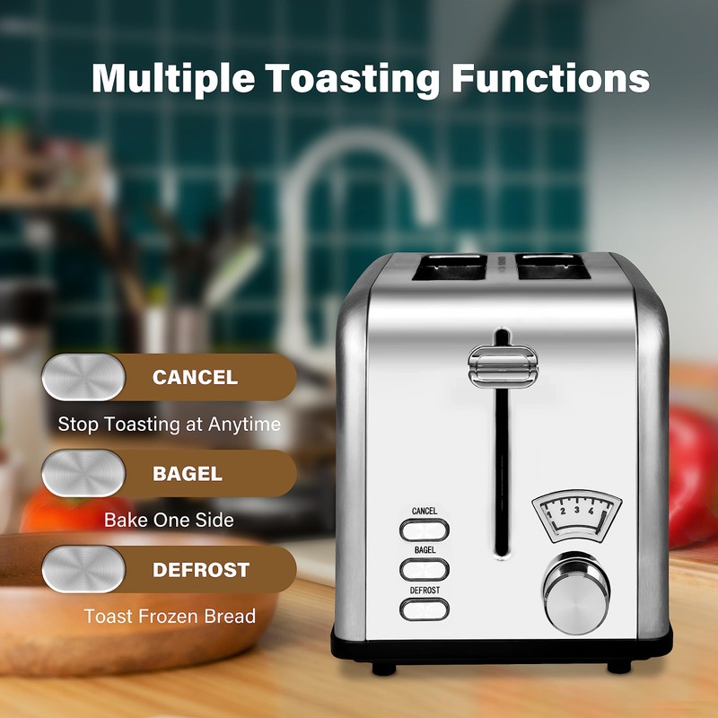 YSSOA 2-Slice Toaster with Extra Wide Slot & Removable Crumb