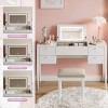 Makeup Vanity Dressing Table Desk w/ Stool Drawer Flip Top
