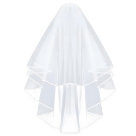 Zeayebsr Ladies Veil, Bridal Veil, Wedding Veil, Short, Elegant Tulle Bridal Veil, Length, Suitable for Wedding, Stag Night, White