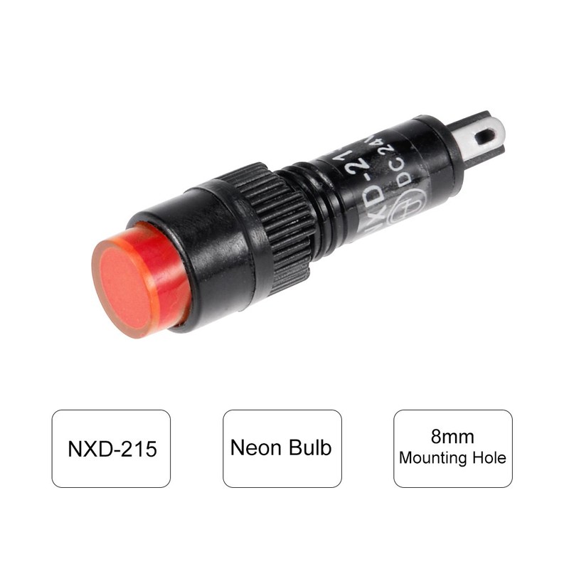 sourcing map Indicator Lights DC 24V, NXD-215 Red Neon Bulb,