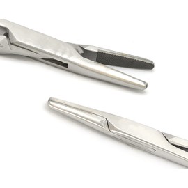 AAProTools Mayo Hegar Needle Holder 5" Needle Driver with Tungsten Carbide Inserts Stainless Steel Locking Ratchet Gold Rings Handle Instruments