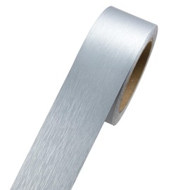 Ruaniao Peel and Stick PVC Self-Adhesive Border Trim, 2 Inch X 39 Ft PVC Baseboard Molding Trim Repair Tape, Brushed Silver Mirror Tape Border for Home Kitchen, Dining Room, Office, Bathroom