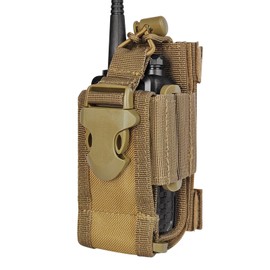 LUITON Tactical Molle Radio Pouch - Heavy Duty Holster Bag for Two-Way Walkie Talkies (Tan)