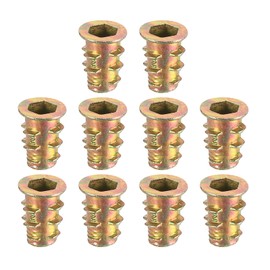 sourcing map Wood Furniture M4x10mm Threaded Insert Nuts Interface Hex Socket Drive 40pcs