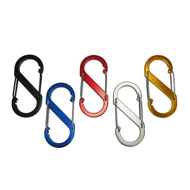 Aluminium S-Shaped Carabiner Clips, 88mm x 40mm, Set of 5,