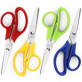 Kids Scissors - 5-inch Blunt Tip Safety Scissors (4 Pack) - Right & Left Handed - Assorted Colors - Ideal for School Kids
