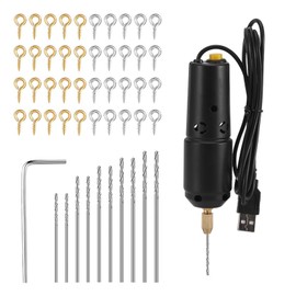 Drill Set Resin Electric Mini Drill with 10pcs Drills Bits 100pcs Screw Eye Pin for Jewelry DIY Aluminum Products Wood Key Chain Making Resin Casting Molds Black