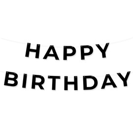 HOUSE OF PARTY Happy Birthday Banner | Happy Birthday Sign for Birthday Decor, Backdrop | Paper Banner for Birthday Party Decoration (Black)
