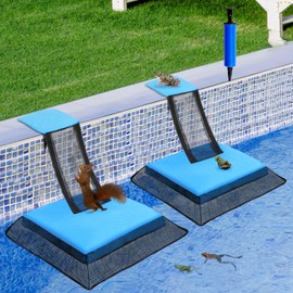 Pool Animal Saving Escape Ramp, Frog Saver for Swimming Pool Critter, Rescue for Frog, Toads, Lizards, Ducks, Snakes, Squirrel, Chipmunk, Mice, Reduces Pool Maintenance Accessories, (2 PCS Blue)