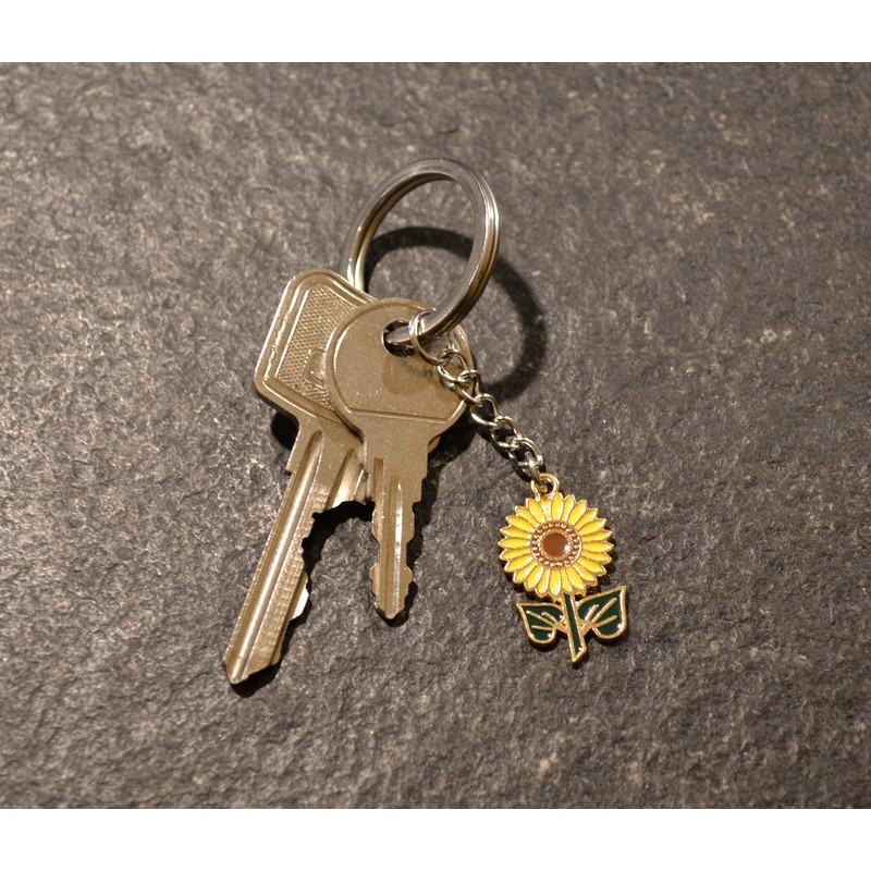 Sunflower Keyring in Yellow / Green, One Size, Yellow, Green,