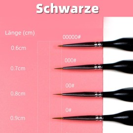 DOETYD Detail Paint Brush Set of 4 contains 4 different sizes of Art Paint Brushes Fine Detail Paint Brushes for Watercolor Acrylic Oil Painting (Black)