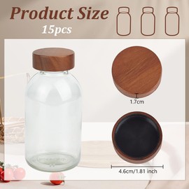 OLYCRAFT 15pcs 1.8x0.7 Inch Wood Spice Jars Lids Fit 7oz Round Storage Jars Reusable Saddle Brown Wooden Lids Bamboo Spice Lid for Food Sealing Preservation Accessories Spice Fresh Tools