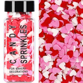 Valentines Sprinkles for Baking, Pink White and Red Heart Sprinkles for Cake Decorating, 3.53oz Valentine Sprinkles for Cookies, Cake, Cupcake, Ice Cream, Strawberries Toppings