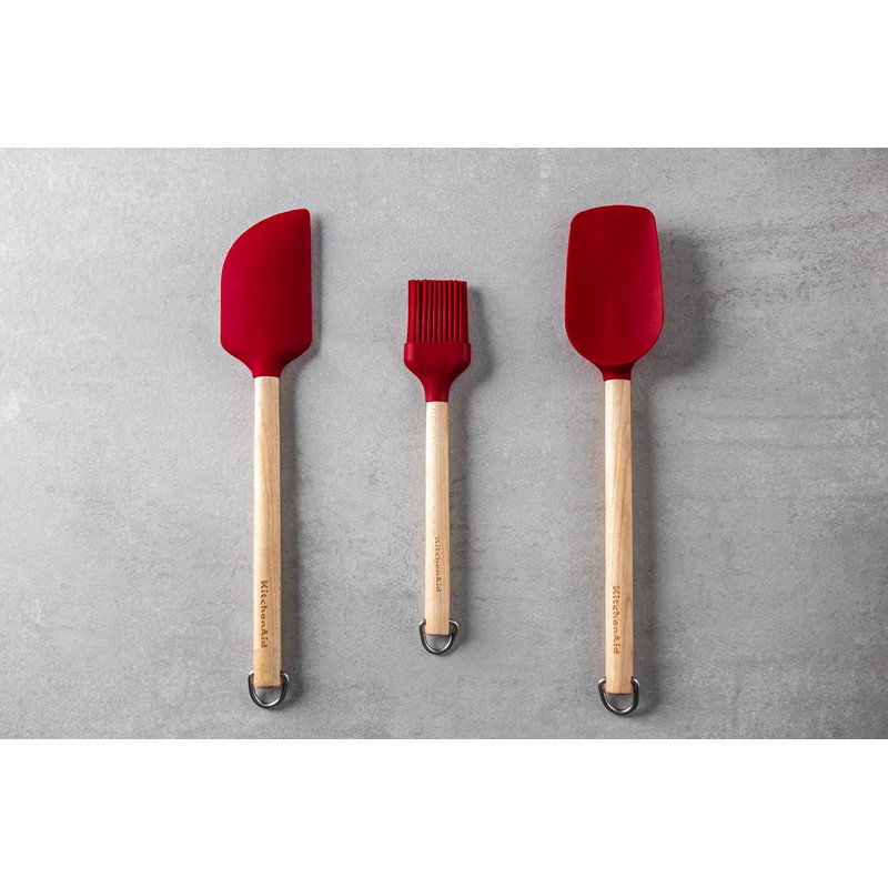 KitchenAid 3-Piece Birch Wood Baking Set with Pastry Brush, Spoon