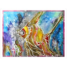 CafePress Angel Fish Colorful Art Small Die Cut Sticker, 3"x4" Matte Finish