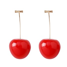 Cherry Earrings for Women 3D Red Crystal Simulation Cherry Drop Earrings (Red)