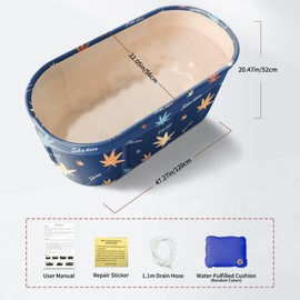 LERGNA Portable Bathtub,Foldable Freestanding Bathtub,Japanese Soaking Tub,Shower Stall Tub,Bathroom Folding SPA Bath For Adults, Boys & Girls,Outdoor/Indoor Hot Ice Bath,47 Inch,Blue,PVC & Al Alloy