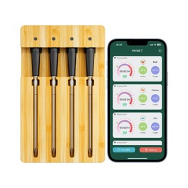 Feemont Smart Kitchen Meat Thermometer 4 Probes, Connect with an App 700ft Range, Digital Food Thermometer Meat Probe for Grilling and Smoking BBQ,Oven,Grill,Smoker with Accuracy and Stability