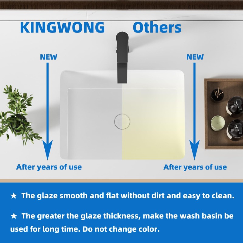 18 Inch White Rectangle Vessel Sink for Bathrooms 18.3" x