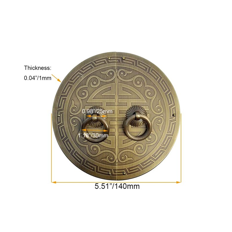 Tiazza A Pair Antique Brass Round Plate Pulls Handle Shoe
