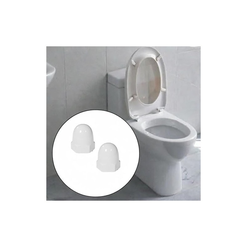 2-Pack White Ceramic Toilet Bolt Covers - Elegant Bathroom Accessories,