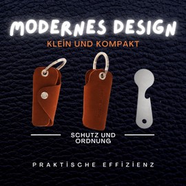 Bodesa Valore Premium Quality Key Bag Made of Genuine Leather, Key Case with Shopping Trolley Remover, Key Organiser for 1-5 Keys, Key Ring with Bottle Opener, Dark vintage