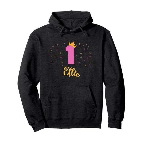 ELLIE First Birthday Novelty Girls Custom Name Pullover Hoodie