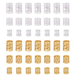 PH PandaHall About 300pcs 3 Size Hair Accessories Dreadlocks Beads Metal Hair Coil Cuff Filigree Braided Rings for Hair Ornament Braiding Accessories Parts DIY Craft Materials Handmade Material Silver