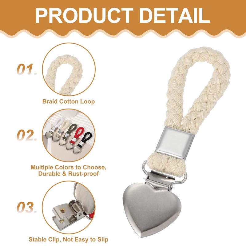sourcing map 6 Pcs Tea Towel Clips with Cotton Loop