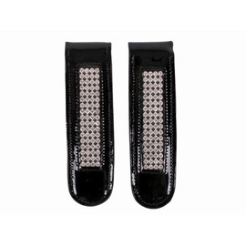 ARBO-INOX Stiefelclip Reitstiefel Accessoires Leder mit Strass-Ornamenten schwarz oder braun Farbe schwarz
