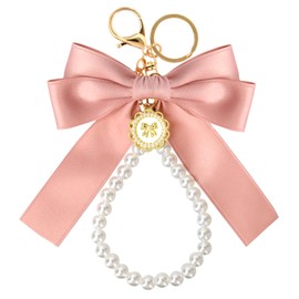boocooberg Key Chain Band, Cute Bow Key Pendant, Women Key Pendant, Girls, Pearl Key Pendant, Car Key Pendant, Accessories, Gift for Women, Pink (pink 1)