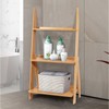 Maydear Bamboo Ladder Shelf Bookcase, 3-Tier Leaning Bookshelf Free Standing