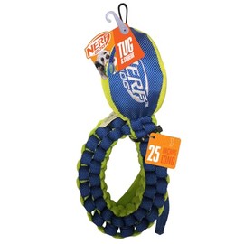 Nerf Dog Nylon Vortex Chain Tug Toy with Squeaker, 25-Inch Durable Interactive Dog Toy, Blue/Green