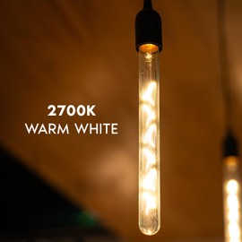 LUXRITE Vintage T9 Long LED Tube Light Bulbs 60W Equivalent, 2700K Warm White, 800 Lumens, Dimmable Edison Tubular Light Bulbs 7W, Clear Glass, LED Filament Bulb, UL Listed, E26 Base (4 Pack)