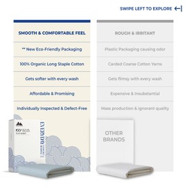 Mayfair Linen 100% Organic Cotton Percale Flat Sheet King Size - 1 PC Flat Sheet, Light Blue - Crisp, Cool and Strong Bed Linen, Top Sheets for Hot Sleepers, Luxury Breathable GOTS Certified Sheets