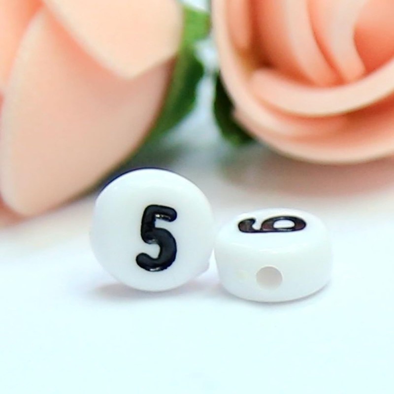 100 Pcs 4x7mm Acrylic Number Beads for Jewelry Making, DIY