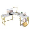 Gezen L Shaped Desk with Storage Shelves, Reversible Corner Computer