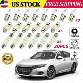 GLOWSPEED 20PCS White LED Bulb Interior Lights Package Kit for 2013-2021 2022 Honda Accord