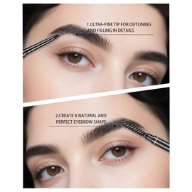 SUMEITANG Black Eyebrow Pencils for Women, 12Pcs Ultra Slim Eyebrow Pencil with 2 Brow Razors Kit, Double Head 1.5mm Micro-Fine Tip & Spiral Brush, Can Draw Fine and Long-Lasting Brows Makeup