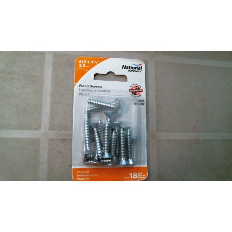 National Hardware N223-982 #12 x 1-1/4" Wood Screws, 18 pcs.