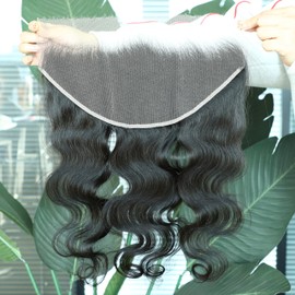 SOMIARIK Real HD Lace Frontal, 13x6 Ear to Ear Body Wave Human Hair Pre-Plucked with Baby Hair Around Single Knots Swiss Lace Frontal Natural Black 22 Inch