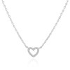 PAVOI Rhodium Plated Cubic Zirconia Heart Necklace | Cute Dainty
