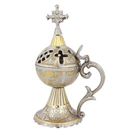 Greek Russian Orthodox Christian Two Tone Censer Incense Burner (4097 GN)